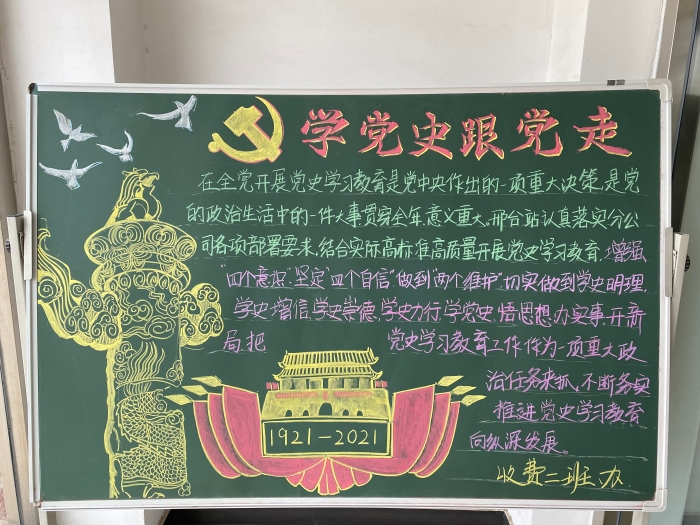 2021-4-25-邢台收费站-收费二班举办党史教育黑板报-邢台站 金铭 摄